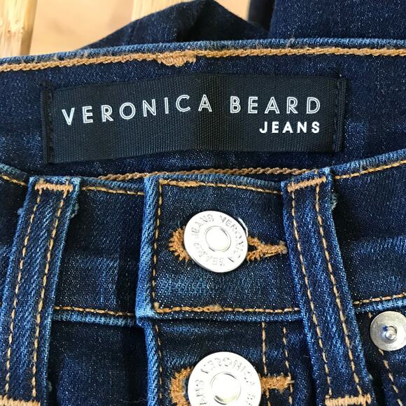 Veronica Beard • Carolyn Cropped Boot-cut Jeans With Snap Hem Dark Vintage - Picture 5 of 9
